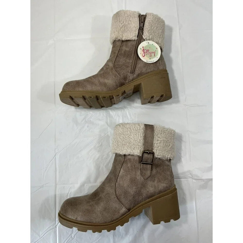 Jellypop Chimney Shearling Sherpa Boots Booties Size 4 Girls New